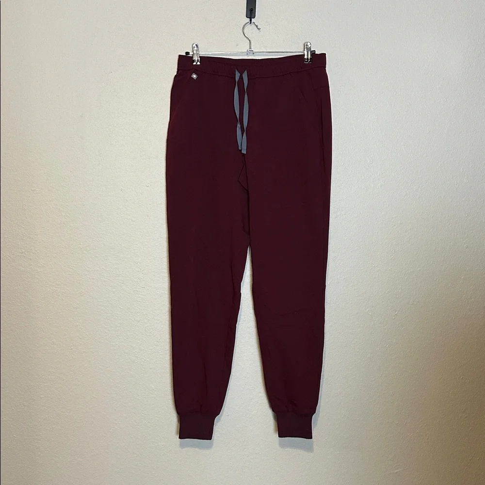 Figs Mens Large Tansen Jogger Scrub Pants Elastic Waist Drawcord Burgundy Medium